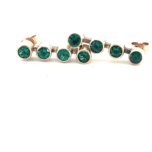 Hydro-thermal-emeralds-lab-grown-in-9ct-8ct gold-4-stones-each-earring